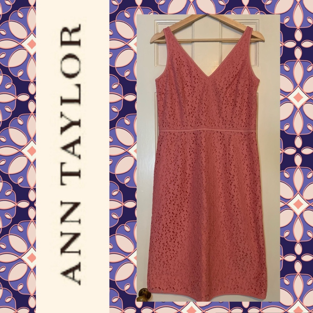 Ann Taylor Dusty Rose Pink Lace Sleeveless Midi Dress
